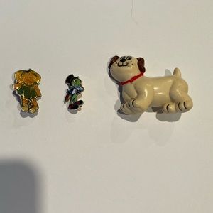 Set of 3 vintage 1980s lapel pins